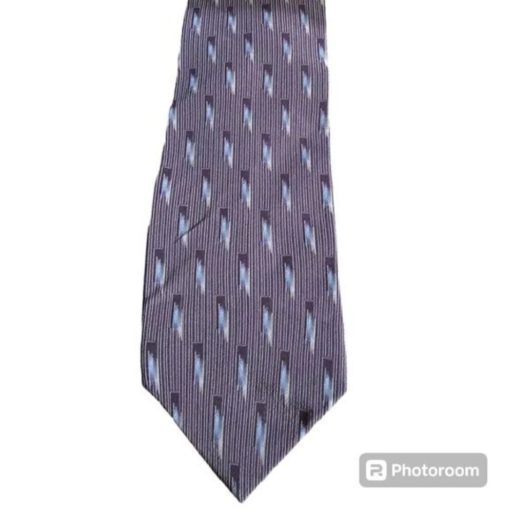 Vintage 90s Bill Blass Designer Silk Geometric Neck Tie